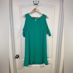 Soft Surroundings Green Cold Shoulder Dress